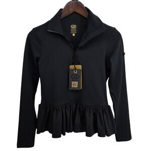 NWT Goldbergh Ballet Stretch Interlock Ski Pully Peplum Black Pullover Size Sm